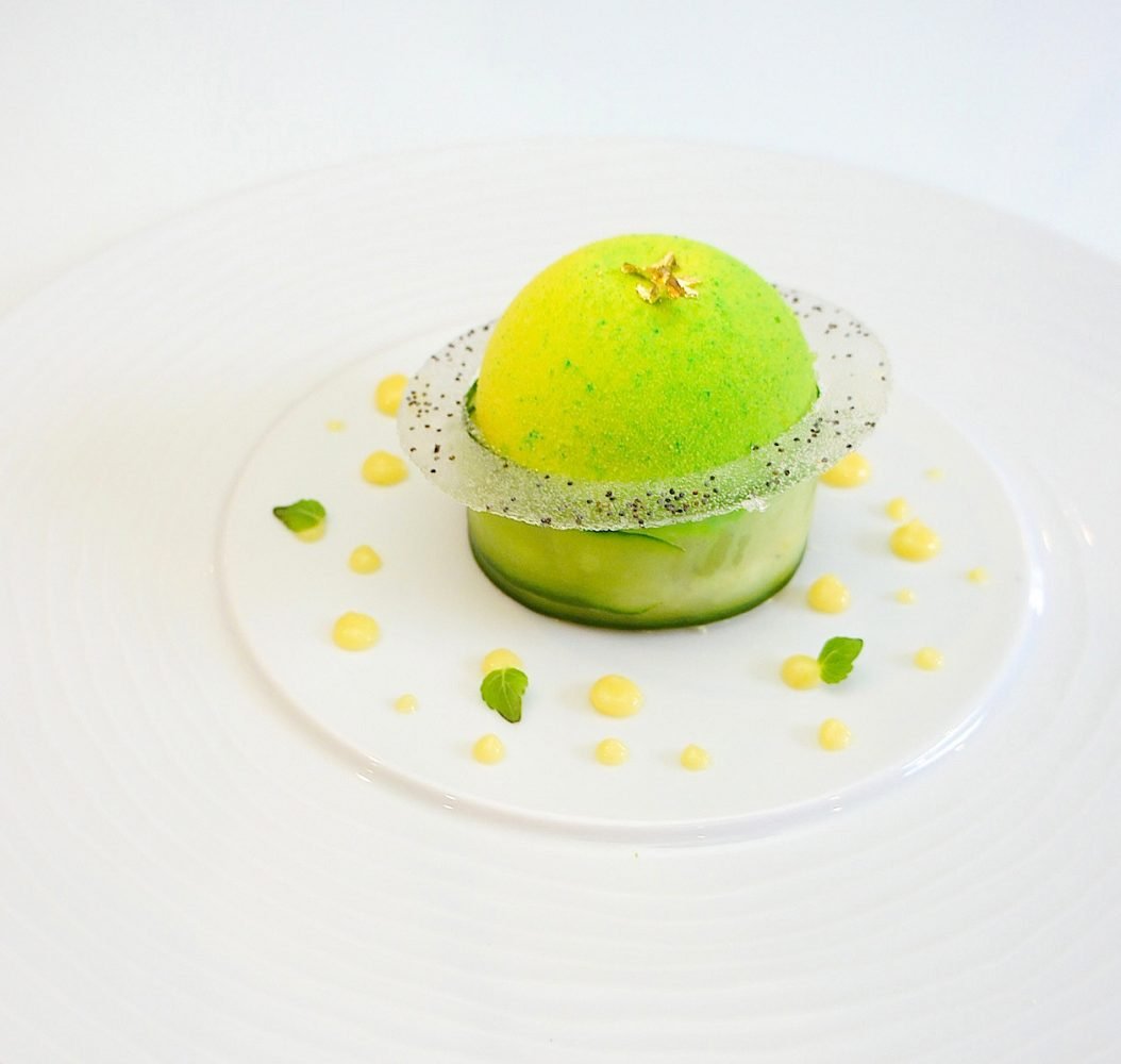 Dessert sphère verte