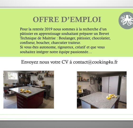 COOKING4U - Offre d'emploi Patissier