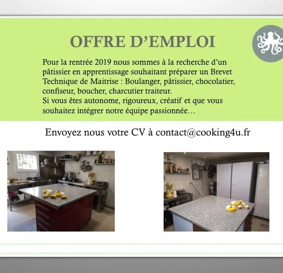 COOKING4U - Offre d'emploi Patissier